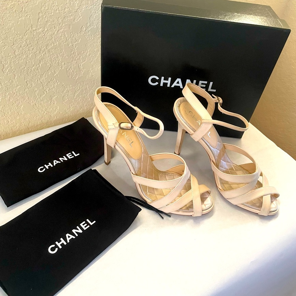 COPY - Chanel Cream Colored, Strappy, Soft Leather Heels